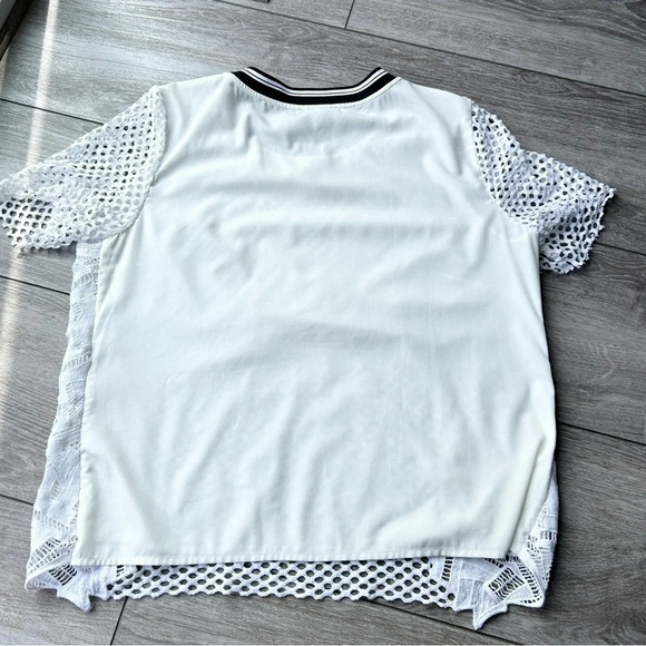 Trouve White White Mesh CROCHET OVERLAY Blouse - Picture 12 of 16